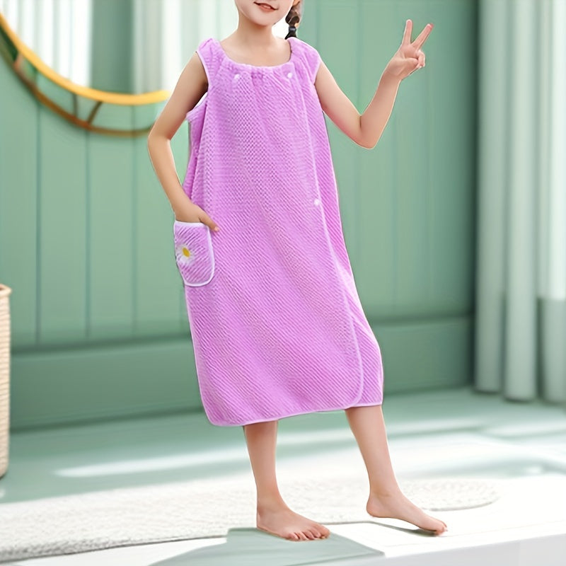Flower Embroidered Bath Towel Wearable Bath Skirt