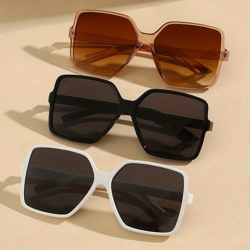 3 Pairs Oversized Square Sunglasses UV400 Anti Glare Sun Shades