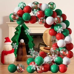 Christmas Balloons Arch Garland Kit with Hanging Snowflakes