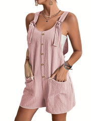 Casual Button Overall Jumpsuit For Spring & Summer Women's Clothing