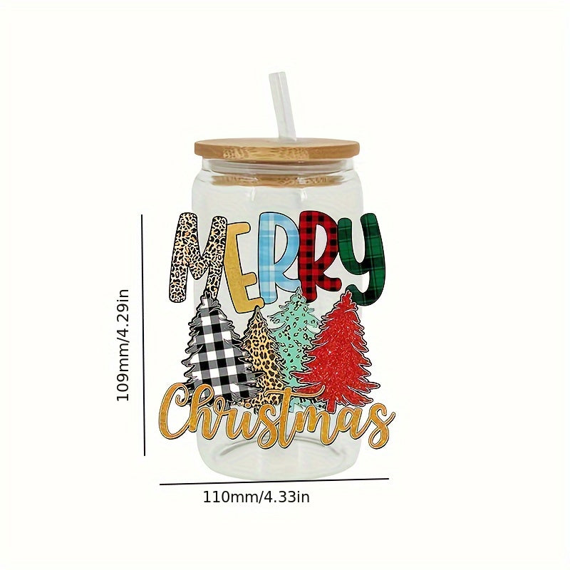 Christmas Halloween Series Cup Decorative Sticker 16oz Glass Cup DIY Waterproof
