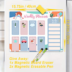 Magnetic Weekly Planner for Refrigerator with Nano Technology