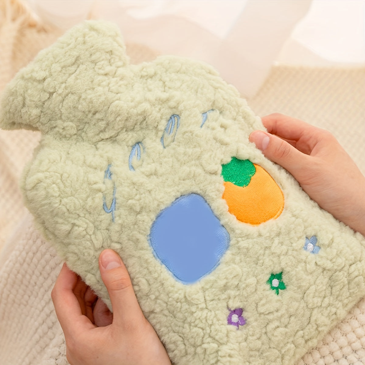 Large Embroidery Plush Cloth Cover Hot Water Bag