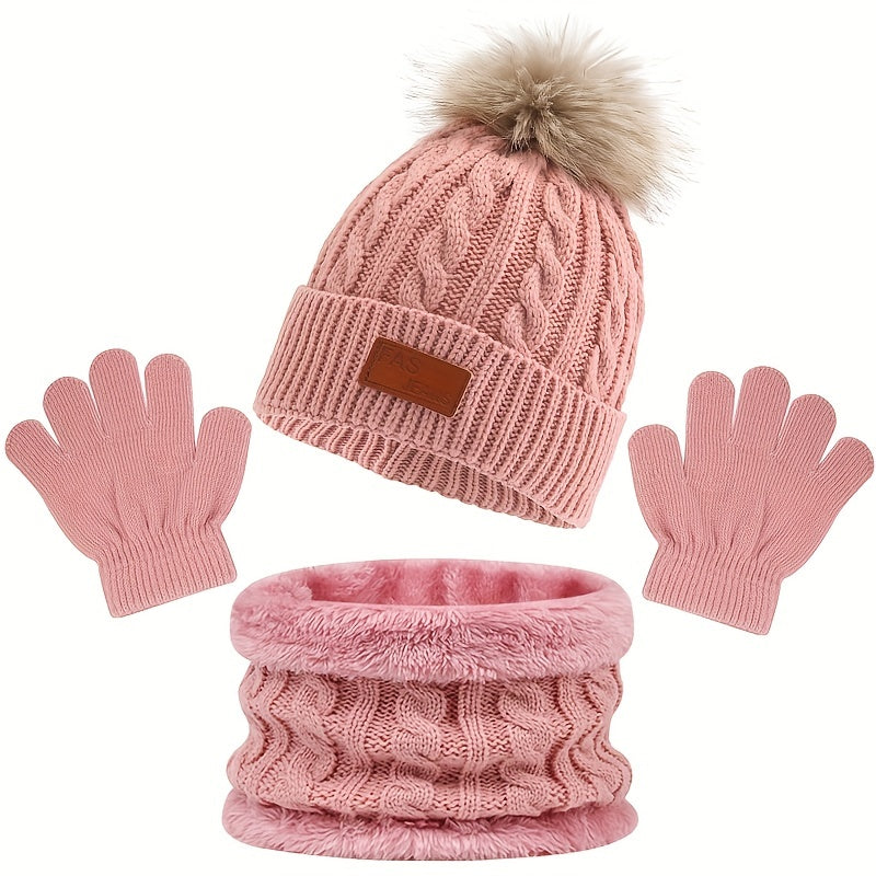 3pc Baby Hat Scarf Gloves Set for Autumn Winter