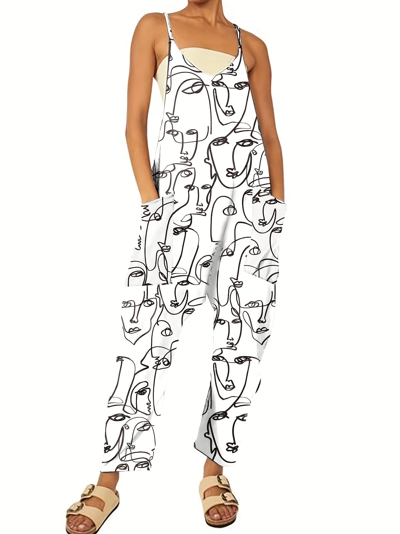 Sleeveless Cami Jumpsuit Casual Women's Clothing