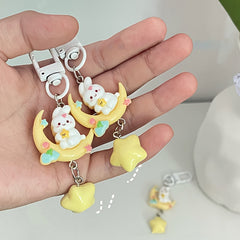 Moon Rabbit Keychain Keyring Women Ladies Cartoon Bag Ornament