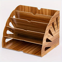 Wooden File Rack Desktop Storage Box