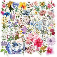 50 Flower Card Stickers for Notebook Skateboard Phone