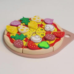 KABI Pizza Chef Junior Toy Reusable Stickers DIY Food Slicer Wood Kitchen