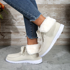 Faux Fur Fleece Lined Thermal Flat Snow Shoes Comfortable Lightweight Winter