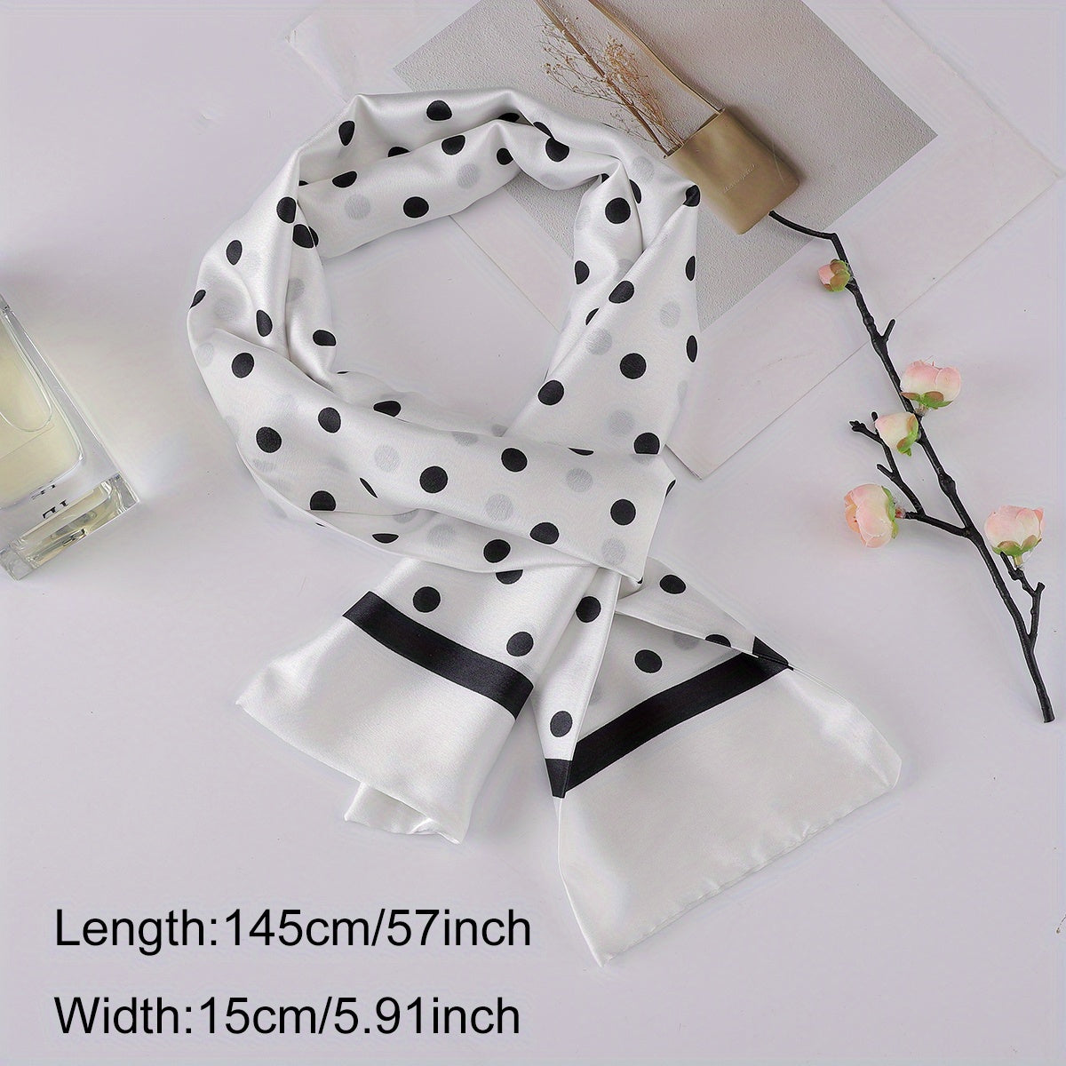 Polka Dot Geometric Print Skinny Scarf for Women