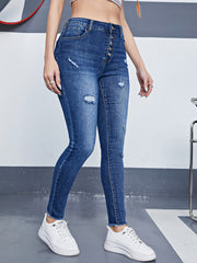 Fringe Trim Skinny Jeans