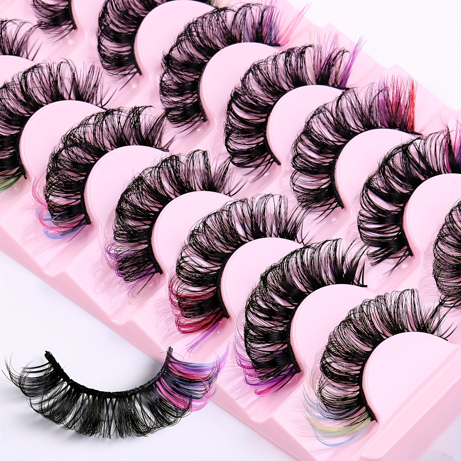 8 Pairs 6D Mink Colored D Curl Cat Eye Eyelashes for Halloween Party