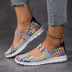 Women's Braided Flat Sneakers Ankle Strap Slip On Shoes Lightweight