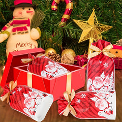 10pc Christmas Candy Bags Ribbon Drawstring Packaging