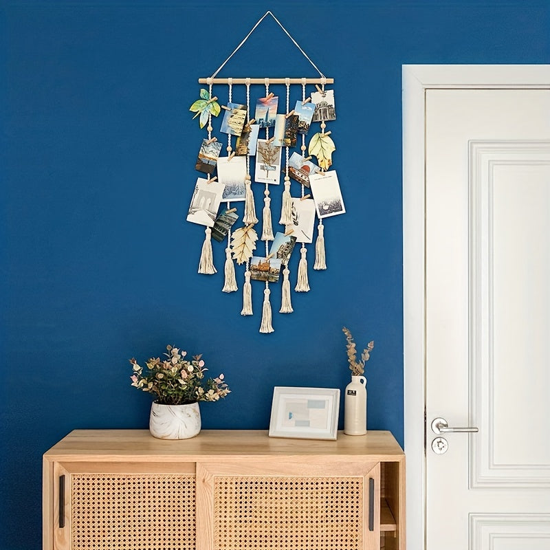 Photo Display Lace Wall Hanging With 10 Wooden Clips