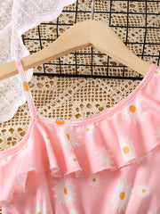 Toddler Girls Daisy Graphic Ruffle Trim Rompers