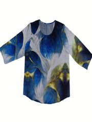 Floral Print Long Sleeve Round Neck T Shirt