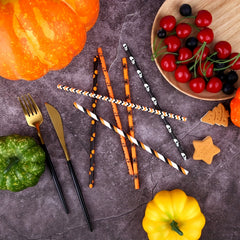 25pcs Halloween Paper Straw Cup Decoration