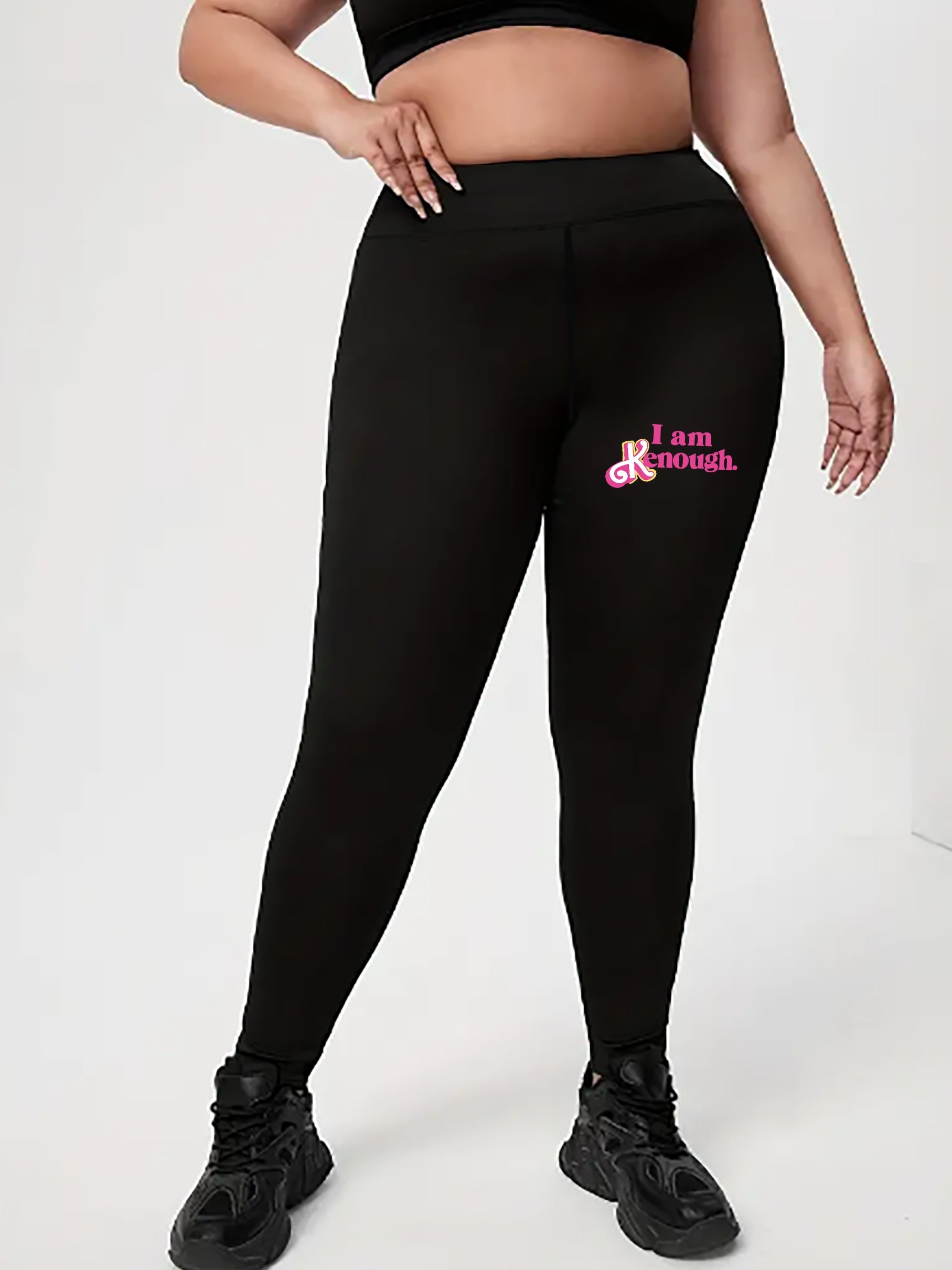 Slogan Print High Rise Skinny Leggings