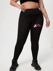 Slogan Print High Rise Skinny Leggings