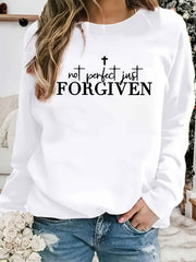 Not Perfect Just Forgiven Sweatshirt Long Sleeve Crew Neck Casual