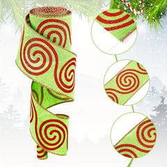 4.57m Christmas Ribbon Wired Edge Stripes Wrapping Colorful Xmas Decor