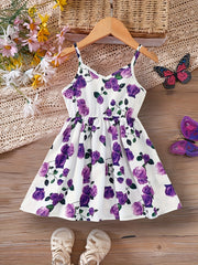 Baby Girl Flower Print Strap Dress