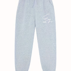 Letter Print Joggers With Pockets Men's Drawstring Pants