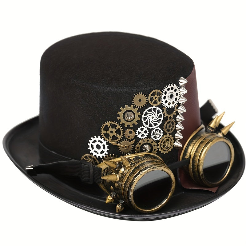 Unisex Steampunk Hat with Removable Goggles