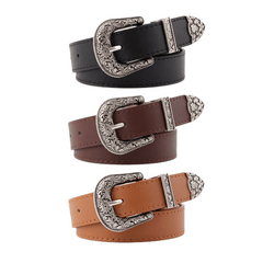 Retro Wide Waist Belt with Tassel Buckle for Men