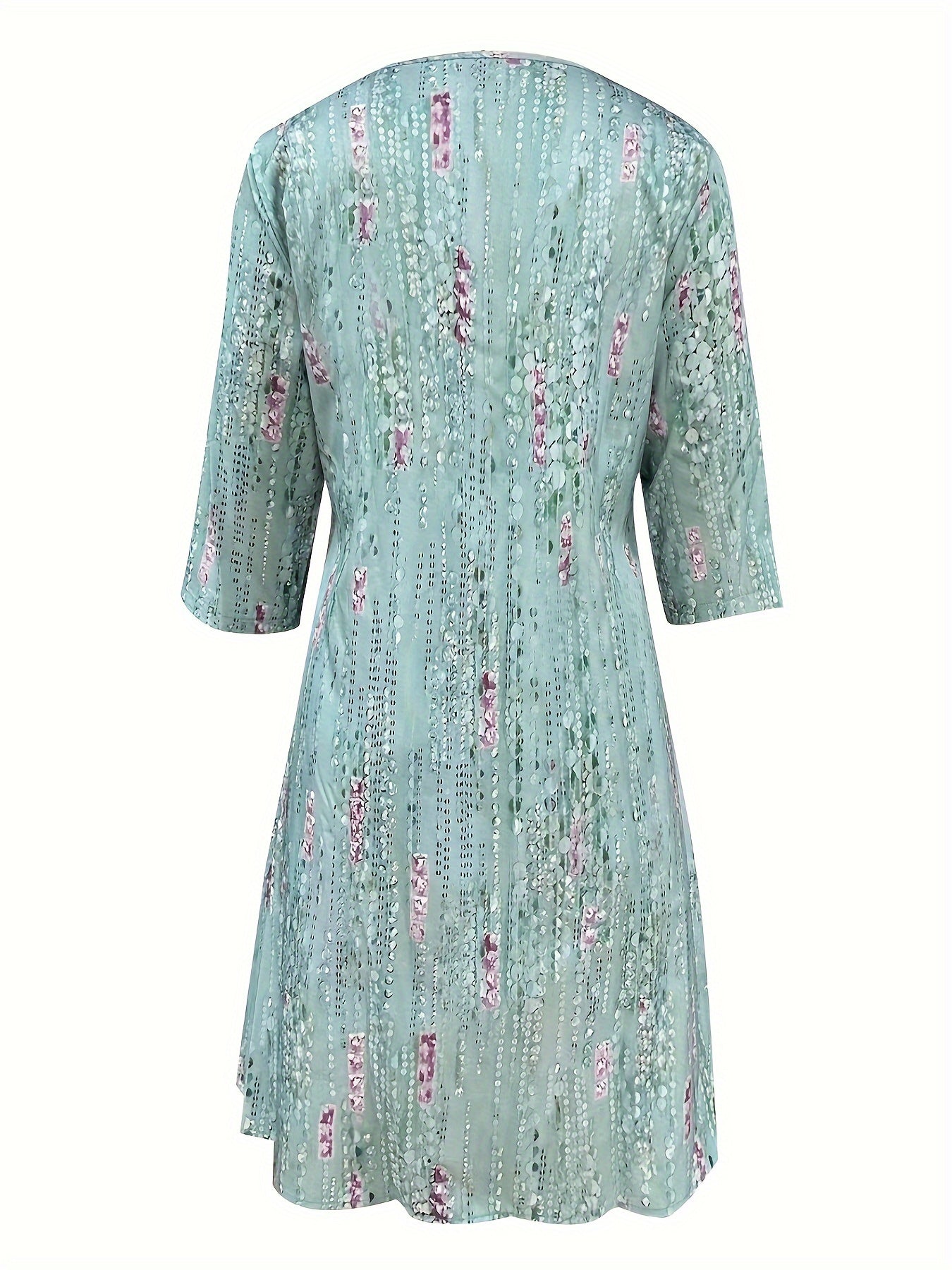 Floral Print Half Sleeve Plus Size Dress