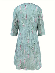 Floral Print Half Sleeve Plus Size Dress