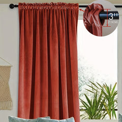 Burnt Orange Velvet Curtains Thermal Insulated Room Darkening
