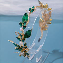 Girls Green Rhinestone Pearl Hair Hoop Dress Accessory