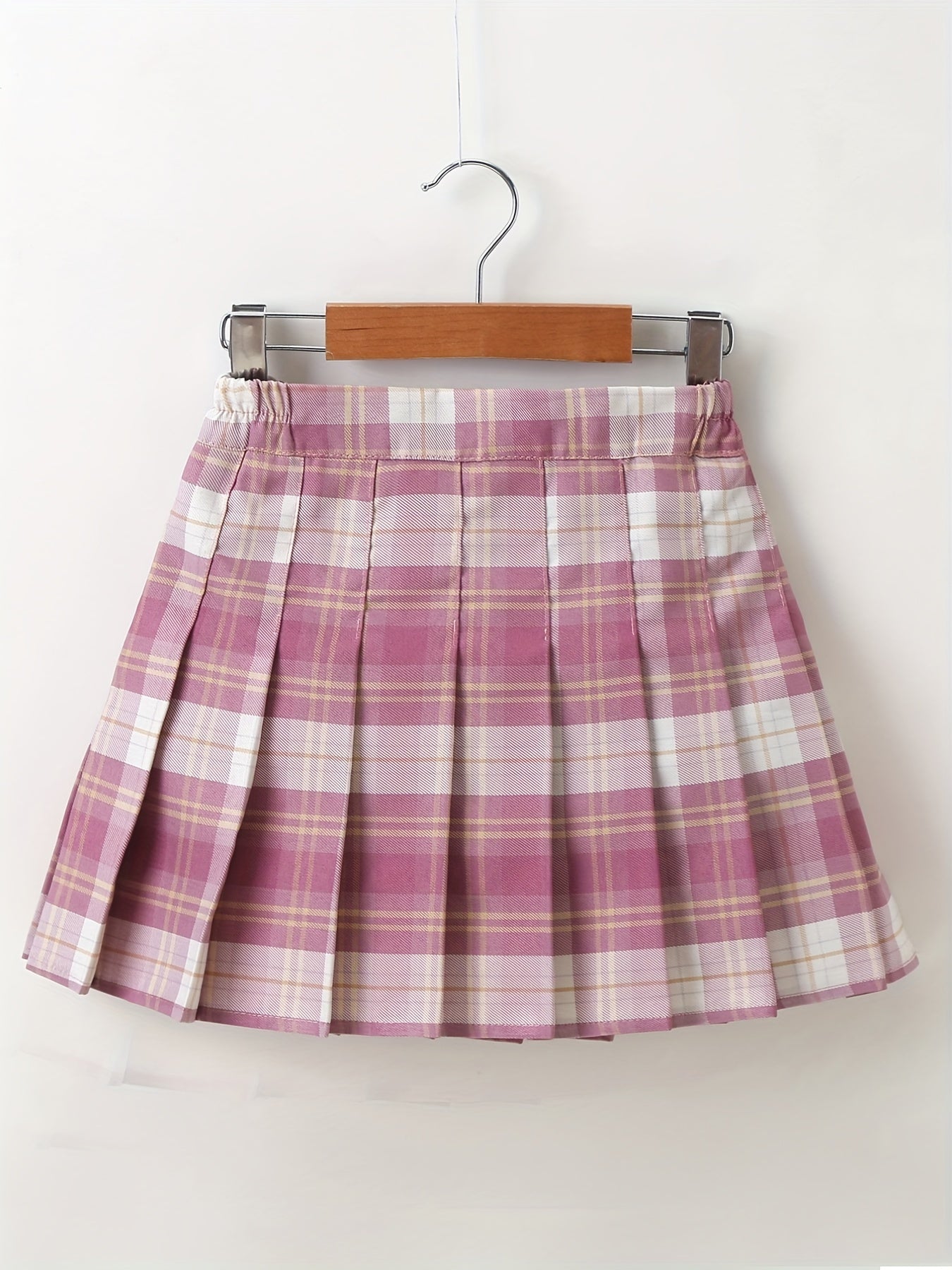 Girls Preppy Plaid Pleated Skirt Kids Casual A line Short Skirt Summer
