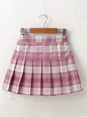 Girls Preppy Plaid Pleated Skirt Kids Casual A line Short Skirt Summer