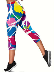 Abstract Print Skinny Capris Leggings Women's Clothing