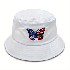 Unisex Sunshade Bucket Hat Butterfly Embroidered Sun Hat for Outdoor Vacation