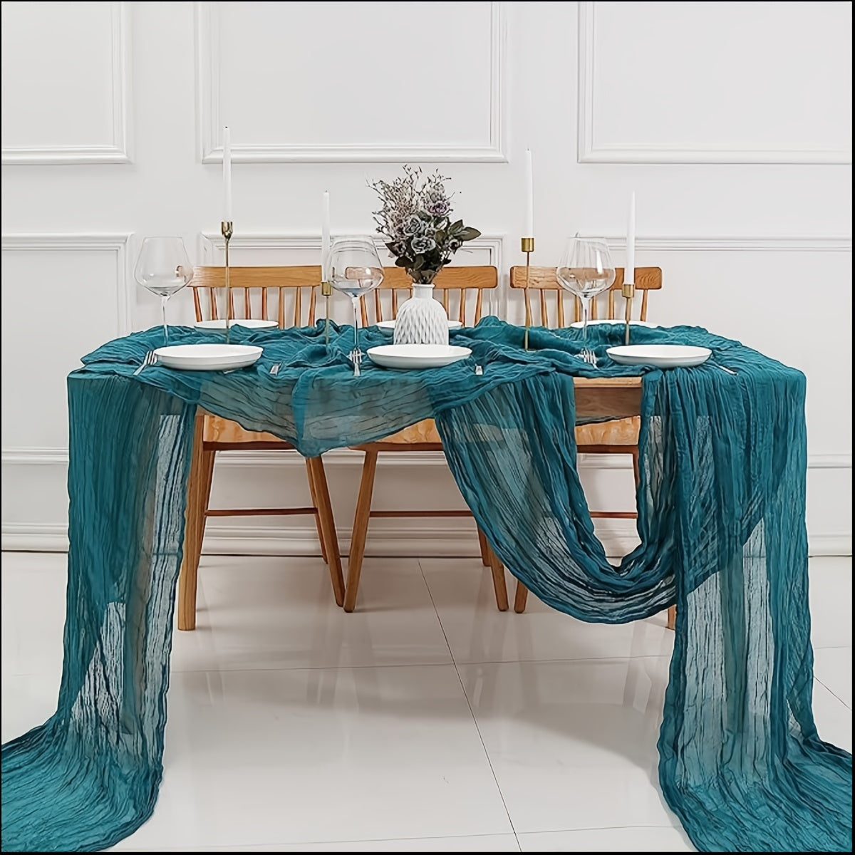 Polyester Table Runner Pleated Gauze Wedding Party Decoration