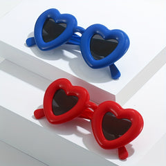 Heart Inflated Frame Sunglasses for Women Men UV400 with Case