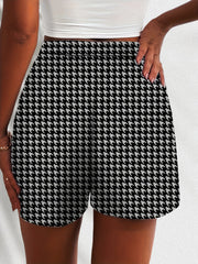 Houndstooth Button Front High Waist Shorts