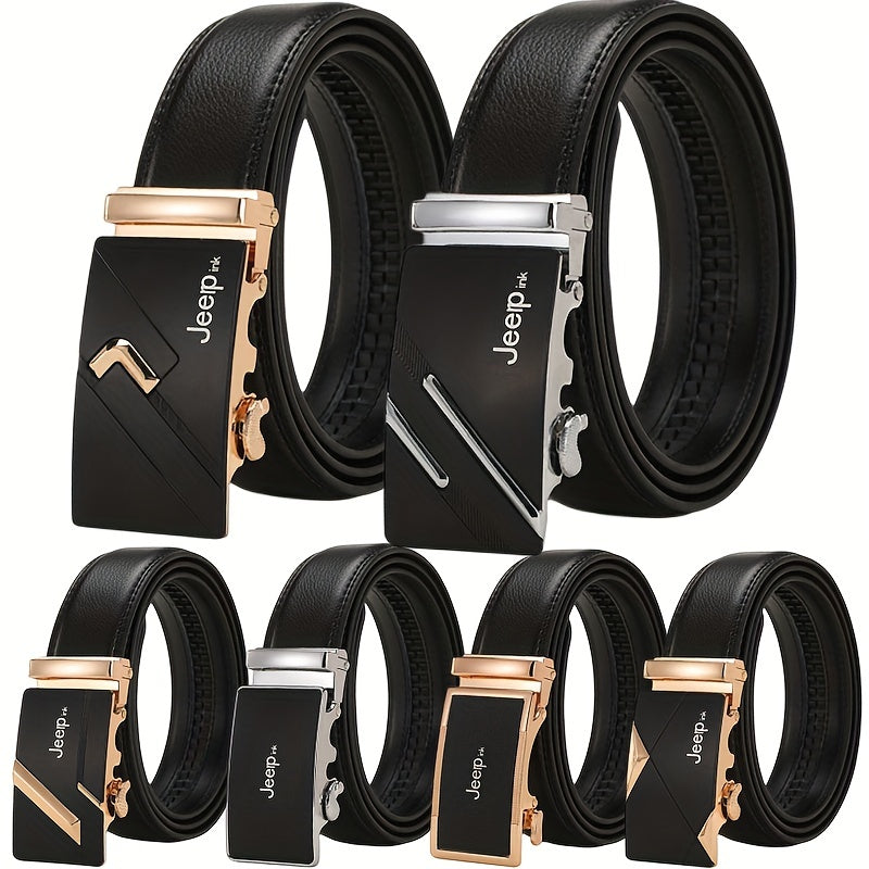 Men's Leather Belt Automatic Buckle Business Waist Strap