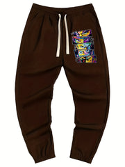 Anime Print Men's Drawstring Pocket Sweatpants Casual Jogger Pants
