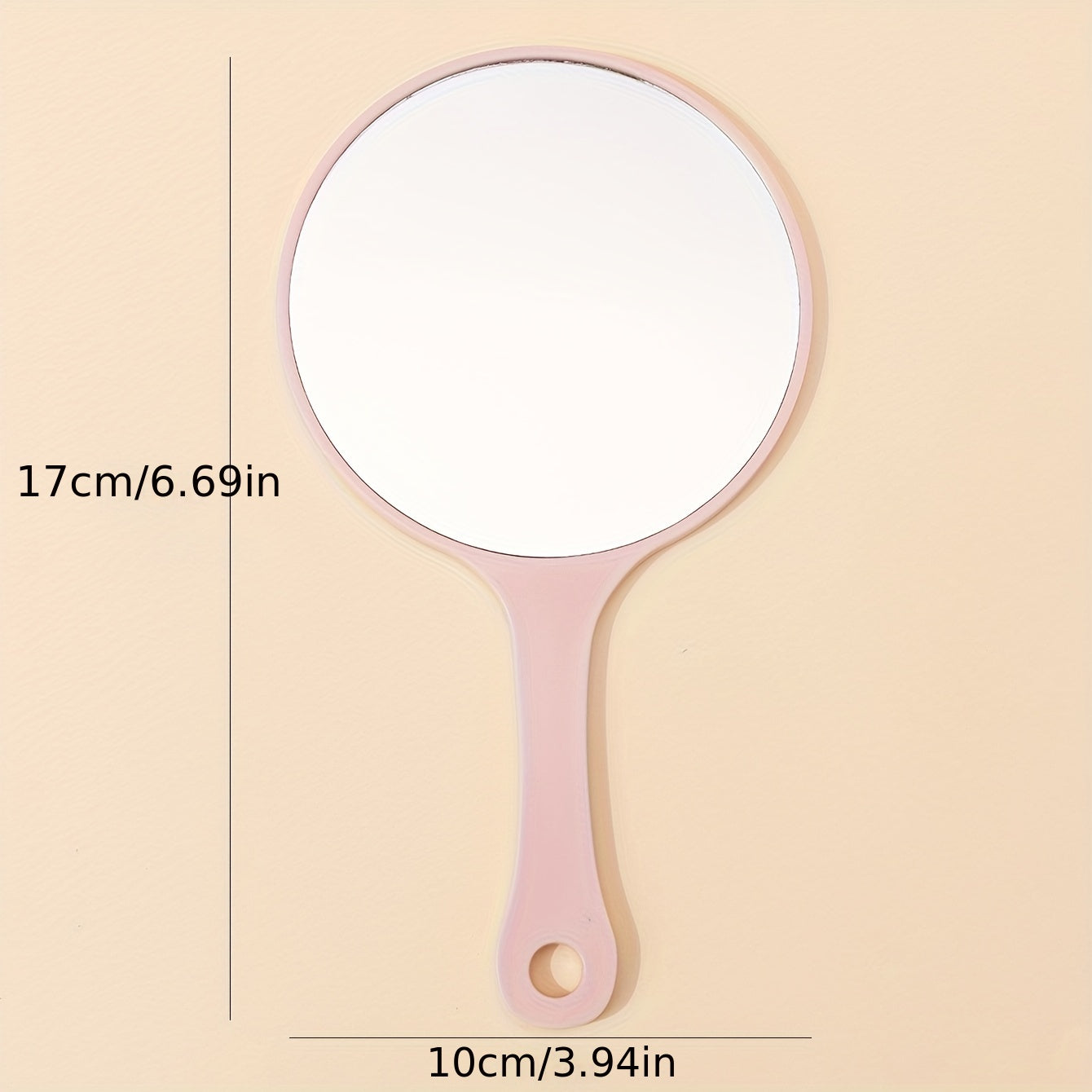 Pink Round Hand Mirror Lightweight Hand Held Mirror Small Portable Beauty Mirror