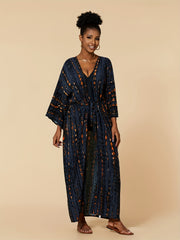 Tie Dye Long Sleeve Boho Cover Up Robe