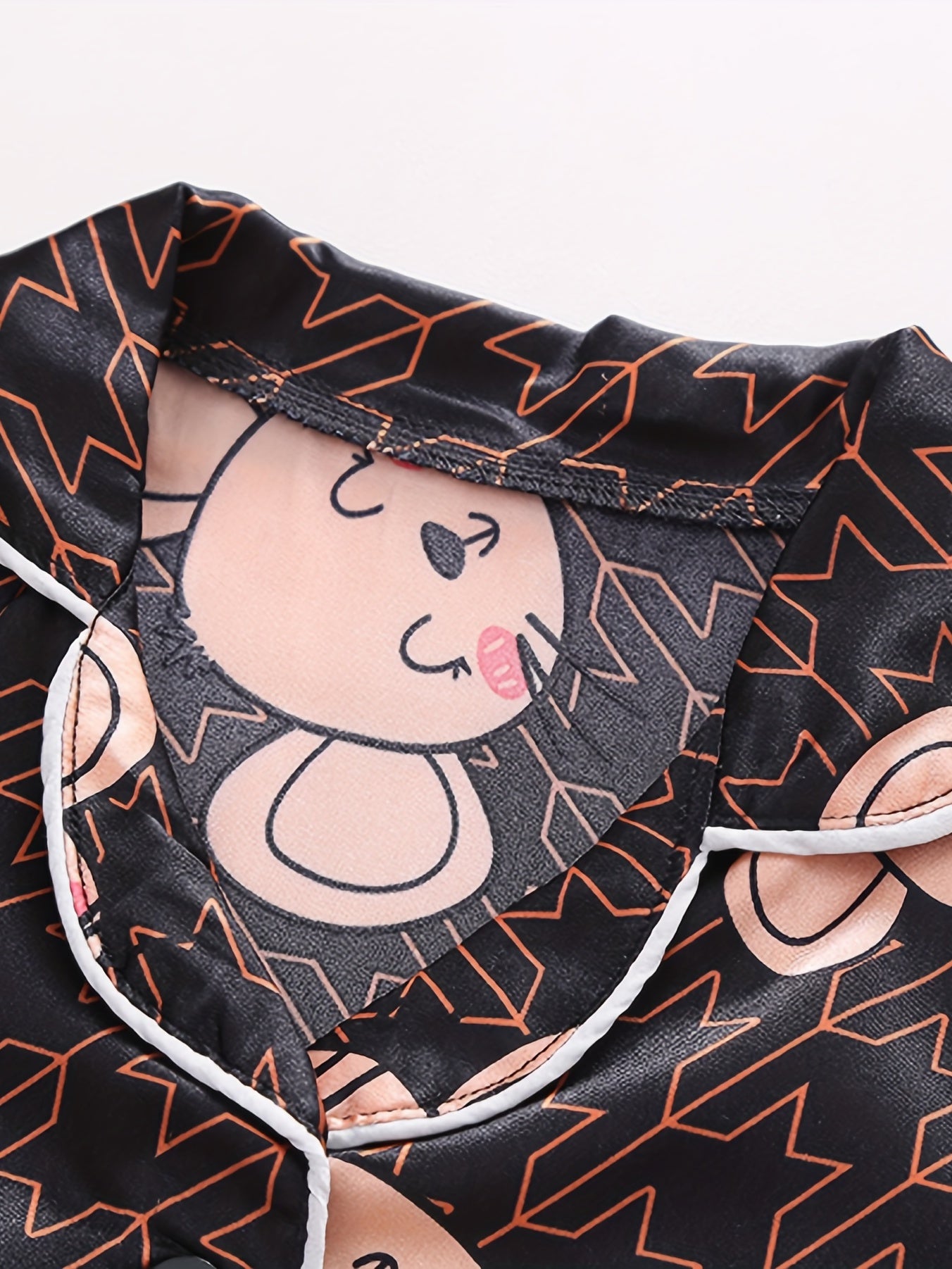 Cartoon Mouse Kid's Satin Pajamas 2pcs Short Sleeve Top & Pants Set