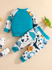 Baby Boys Dino Print Sweatshirt & Pant Set