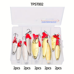 50pcs Metal Spoon Fishing Lure Spinner Bait Kit with Box Bass Trout Salmon