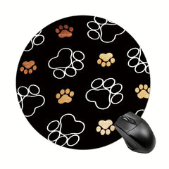 Animal Footprints Mouse Pad for Women Round Non-slip Rubber Mat